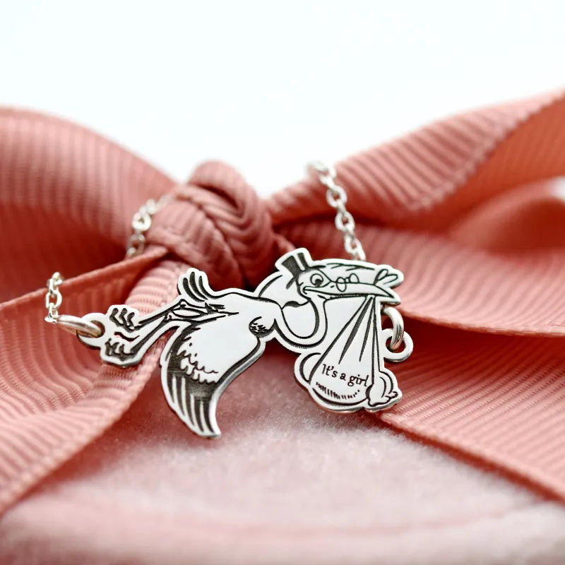 Margeluta.dincristal Barza It's a Boy Girl lantisor personalizat