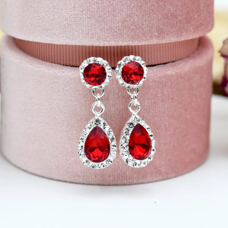 Margeluta.dincristal Picatura Crystal Red cercei argint 925 surub