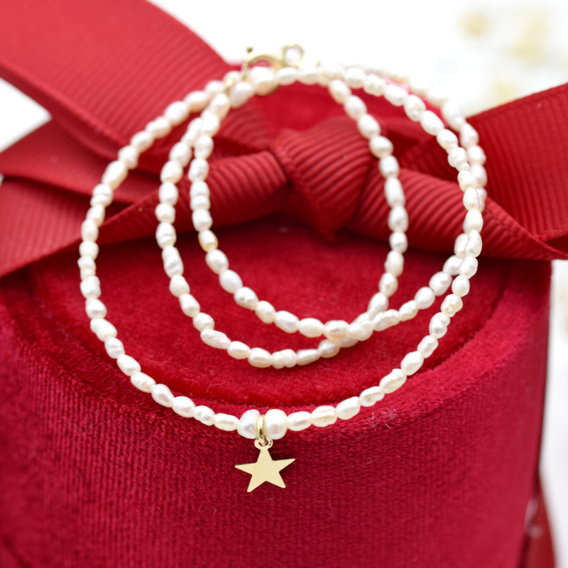 Mărgeluța din cristal Steluță colier perle aur 14k 2-2,5 mm
