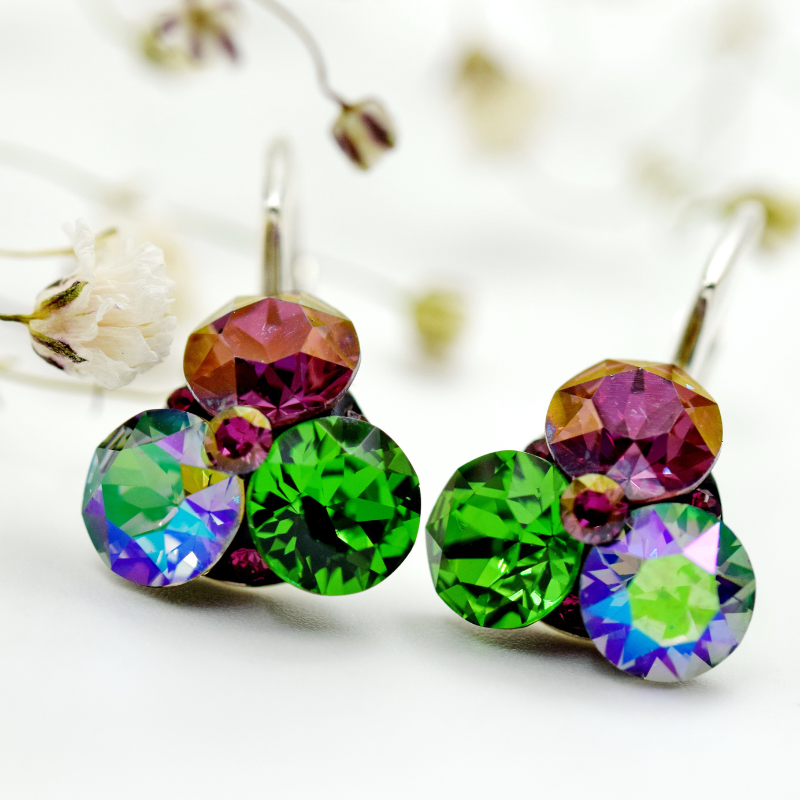 Margeluta.dincristal Trio Chaton cercei argint 925 cristal 12 mm