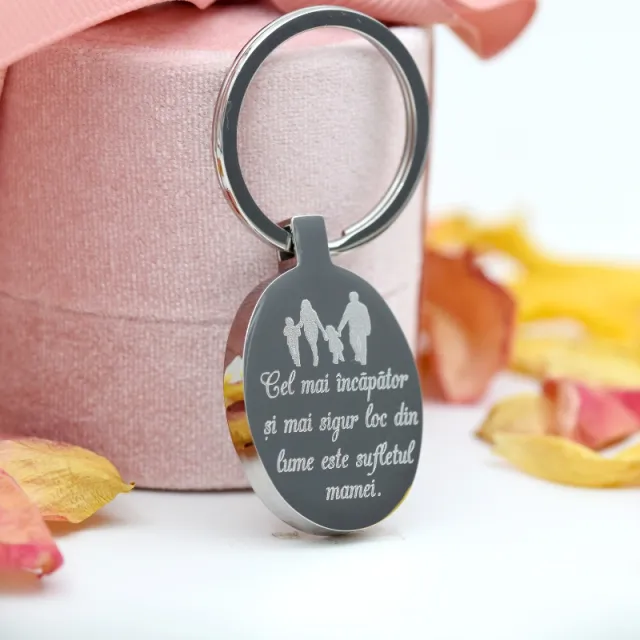 Margeluta.dincristal Oval breloc inox personalizat 25 mm