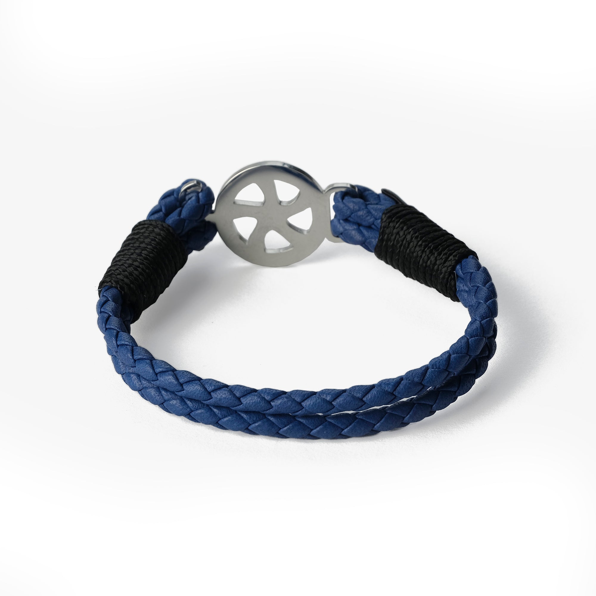 Old Skipper Blue Wave brățară Wheel albastră din piele
