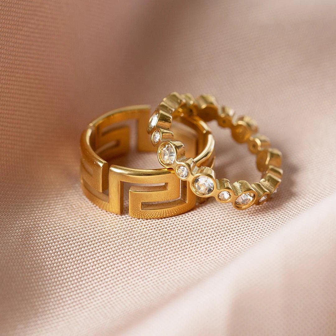 Rafini Greek Gold inel placat aur 18K 7-8