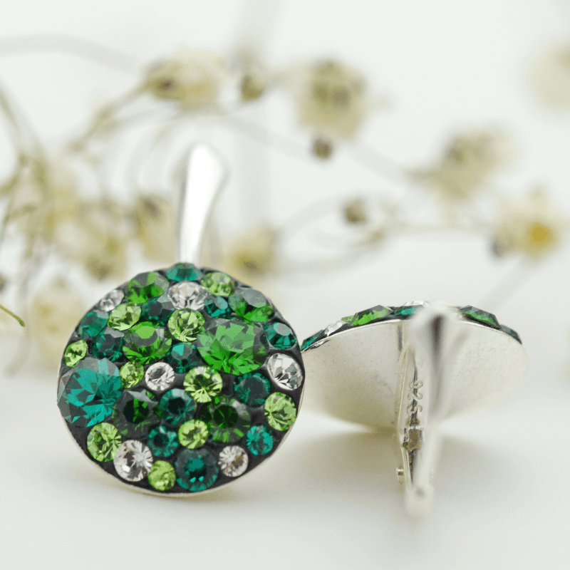 Margeluta.dincristal Chaton Regal Green Cercei Argint 925 verzi 14 mm