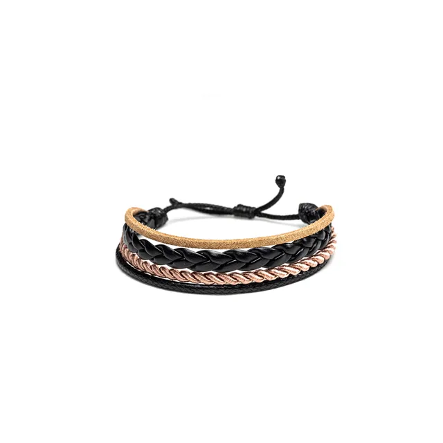 CrisFeather DarkChocolate brățară piele negru-maro auriu