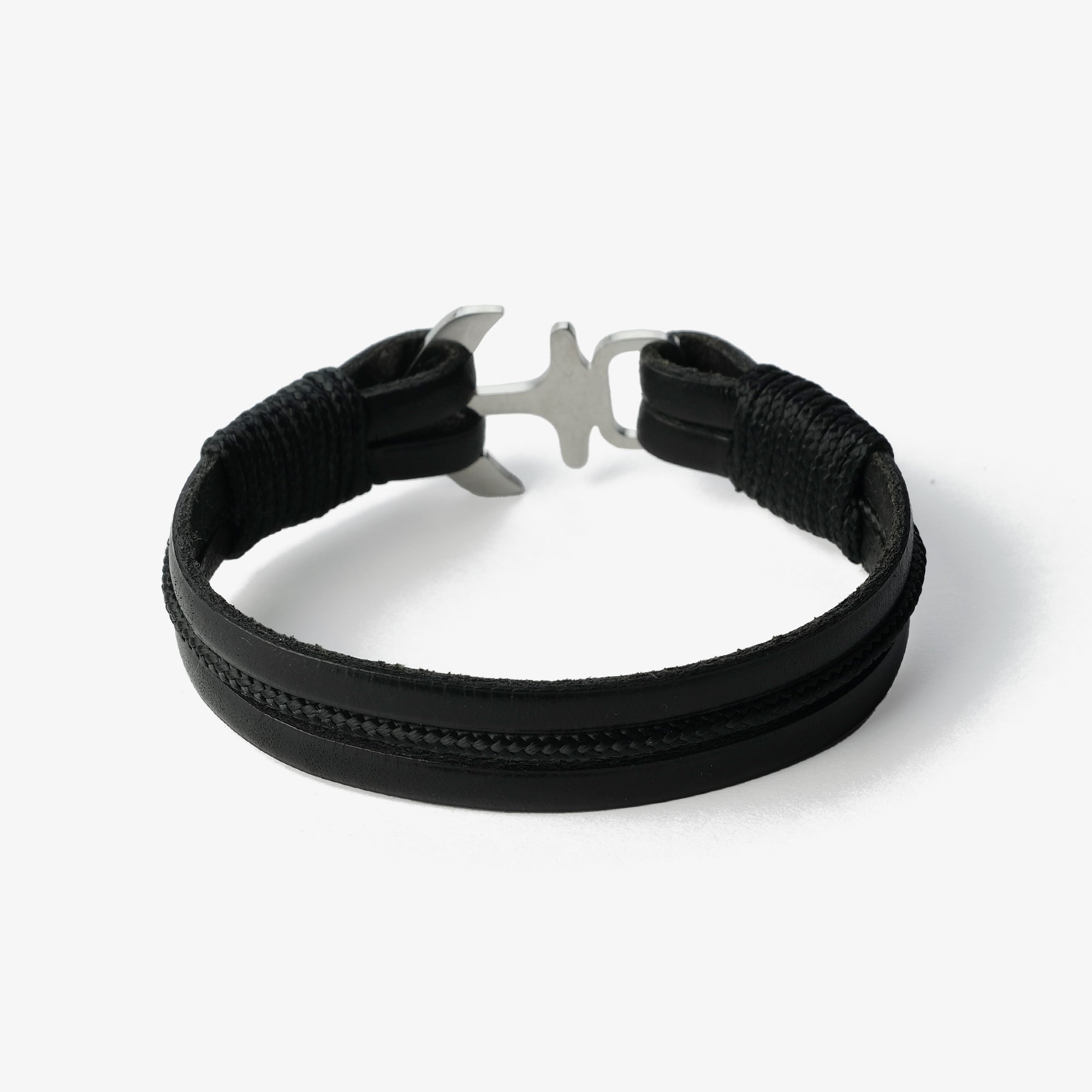 Old Skipper Jack Tar bratara piele neagra ancora