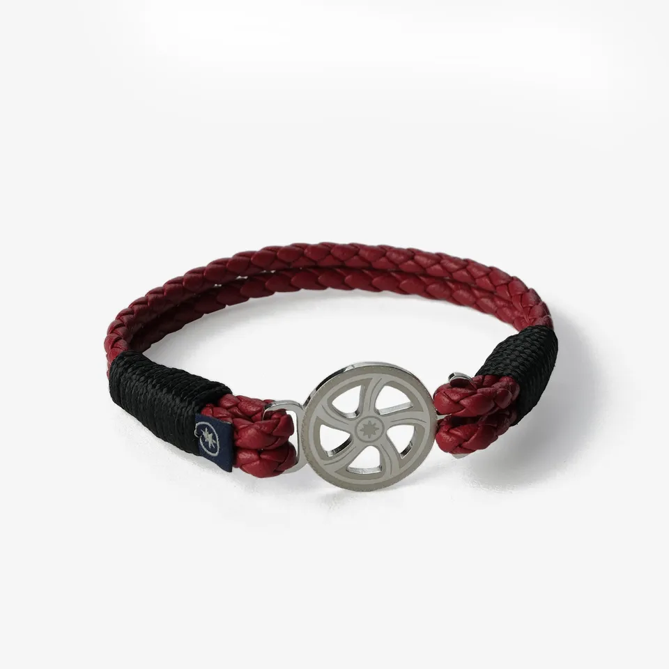 Old Skipper Crimson Waves brățară piele vișinie M 18cm