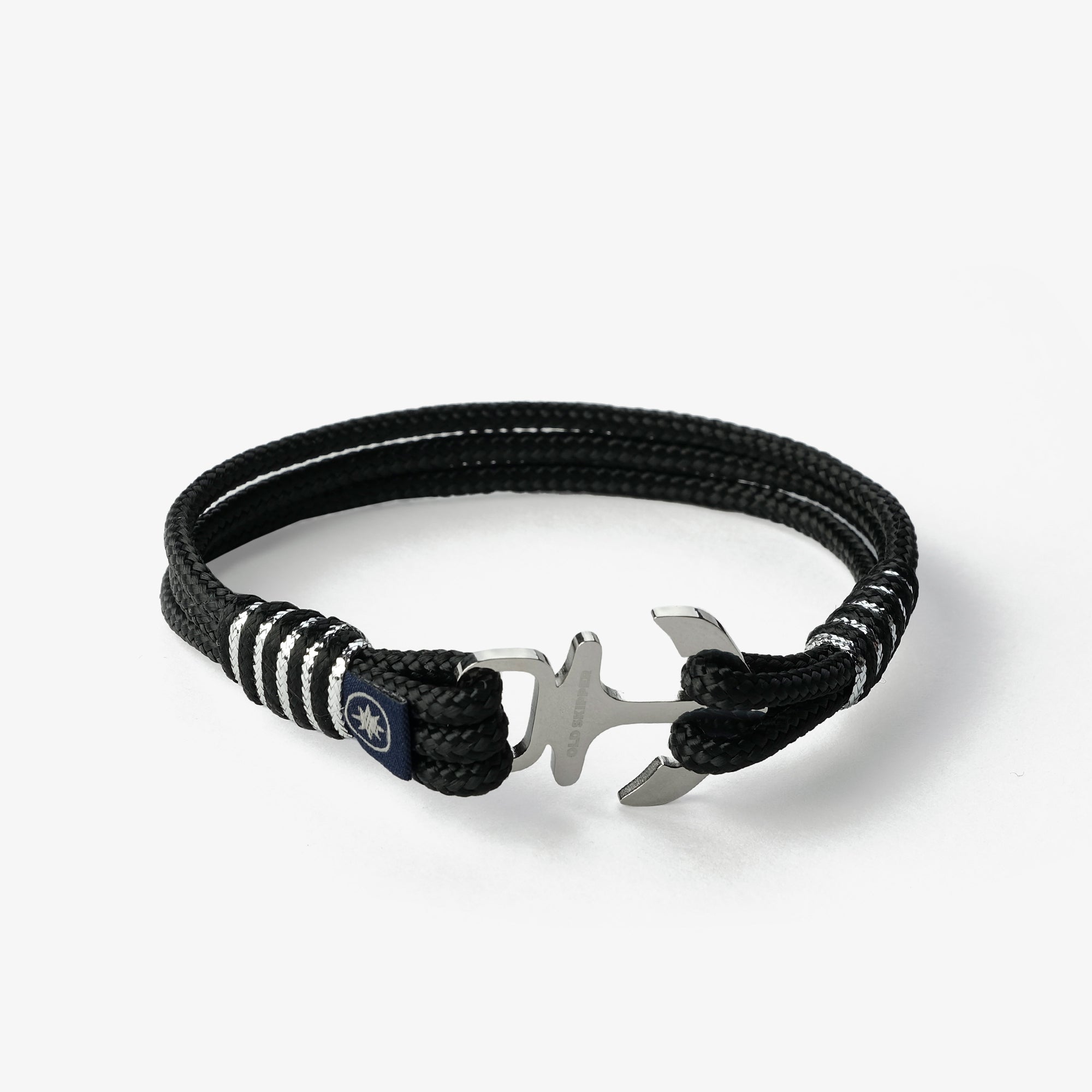Old Skipper Midnight Cascade bratara snur negru-argintiu