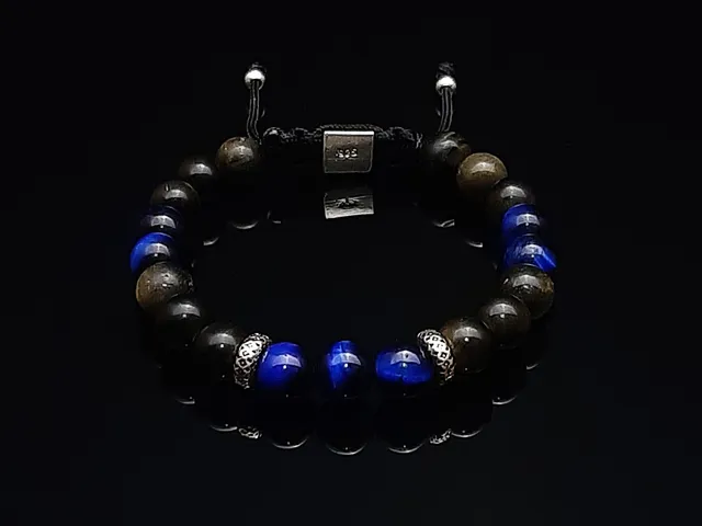 DualStax TigerEye brățară obsidian albastru 8mm