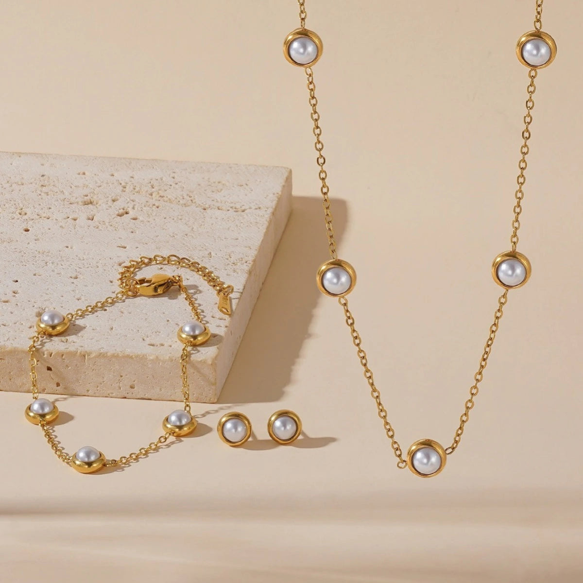 Rafini Timeless Pearl Shine set bijuterii perlă
