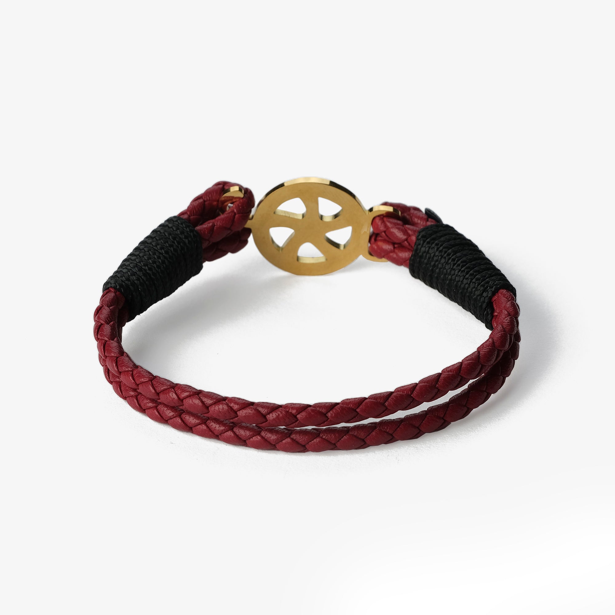 Old Skipper Crimson Waves brățară piele roșie împletită
