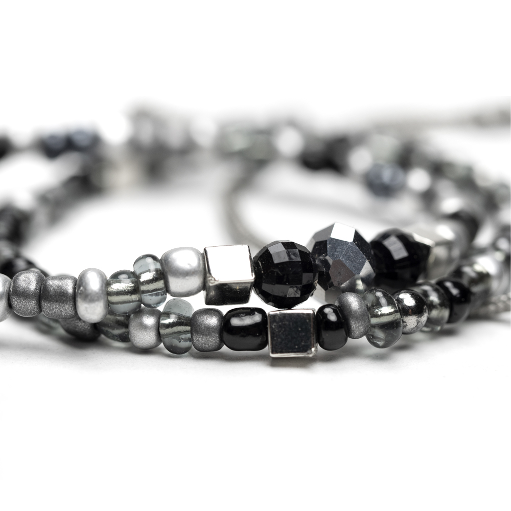 CrisFeather Grey Stain set 5 brățări negru-argintiu-gri