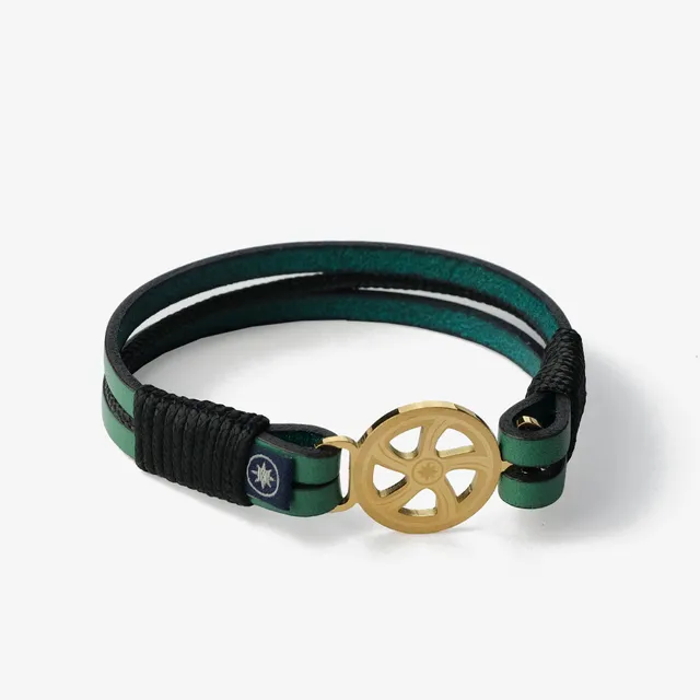 Old Skipper Emerald Seascape bratara piele verde-negru M