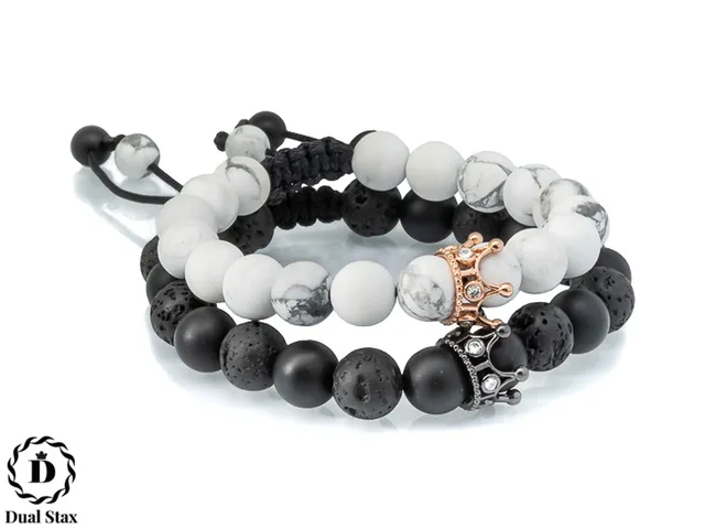 Dualstax No.6 bratari cuplu howlite lava 2 buc