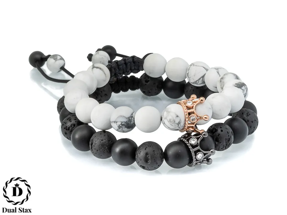 Dualstax No.6 bratari cuplu howlite lava 2 buc