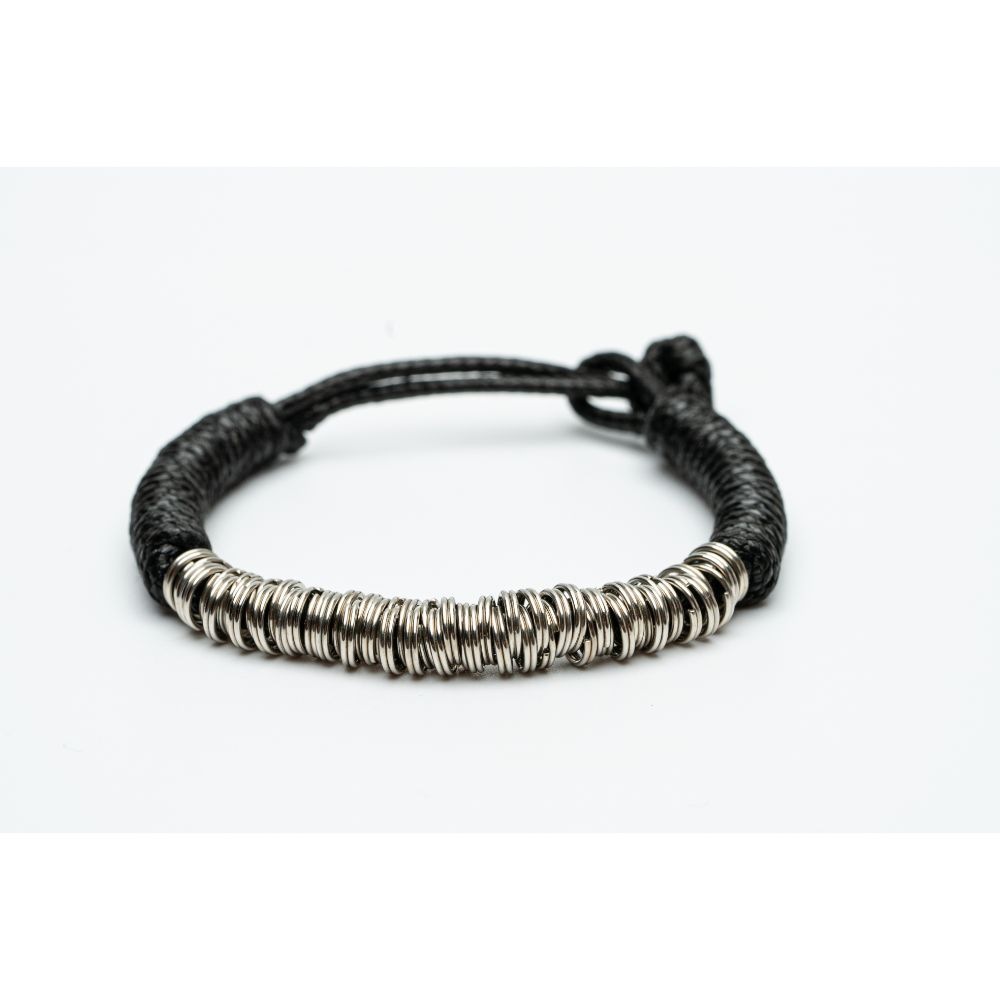 CrisFeather RockStyle brățară unisex negru-argintiu zale inox