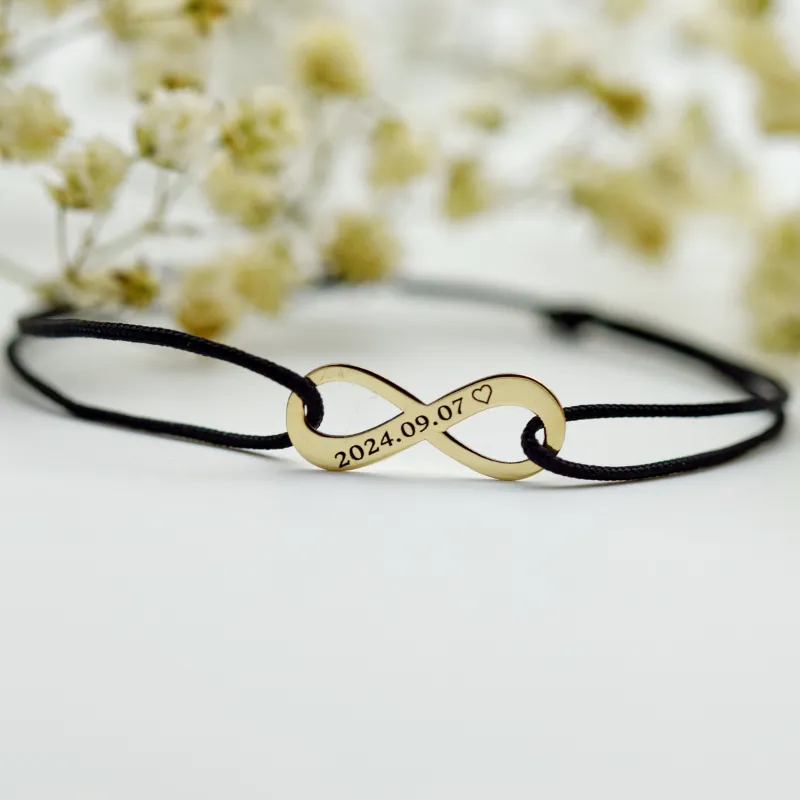Mărgeluța din cristal Infinit brățară aur 14K personalizată reglabilă