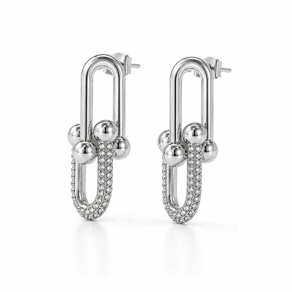 Rafini Milano Silver cercei placați cu aur alb 18K