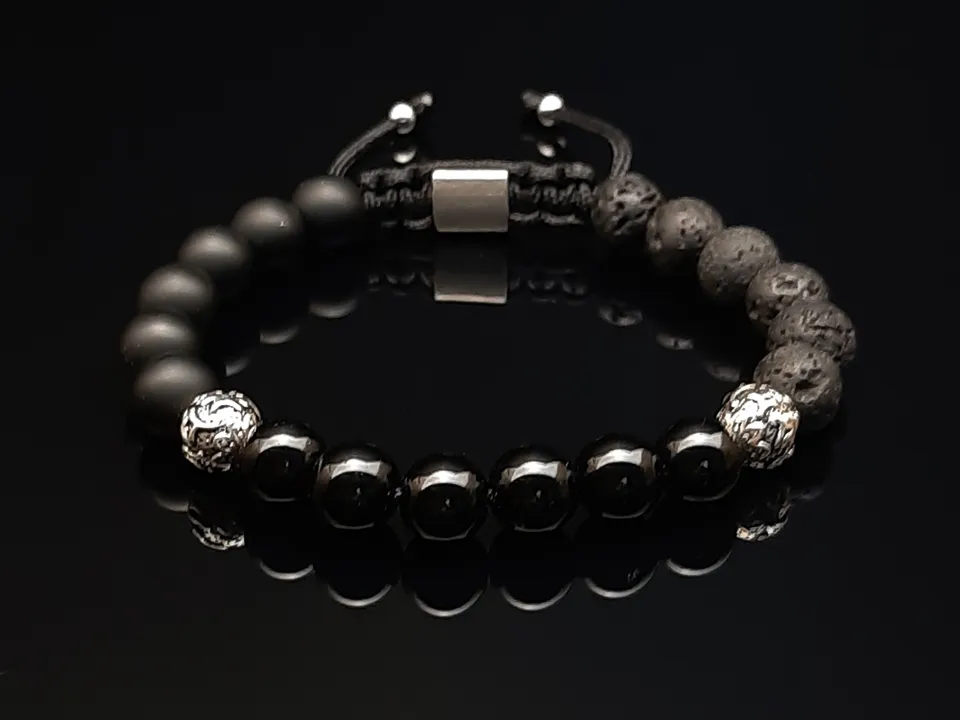 Dualstax MultiBlack brățară onix lavă 8mm