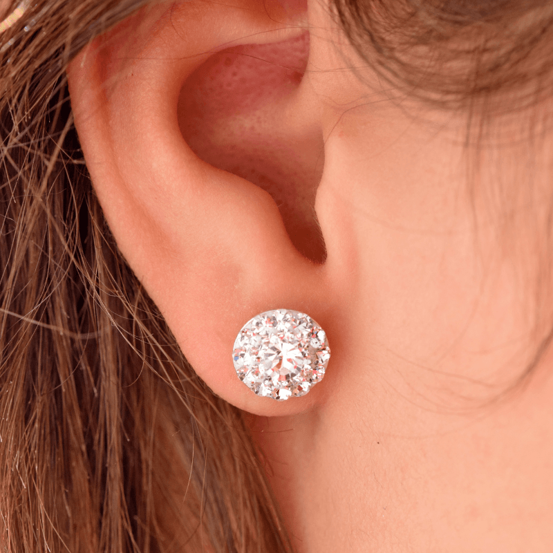 Margeluta.dincristal Chaton Ball Crystal cercei argint 10 mm