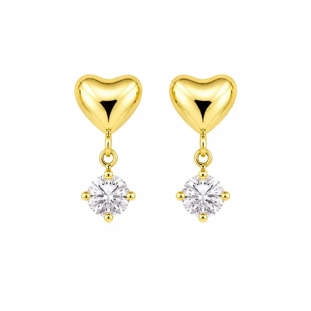 Rafini Crystal Heart Gold cercei placati aur 18K