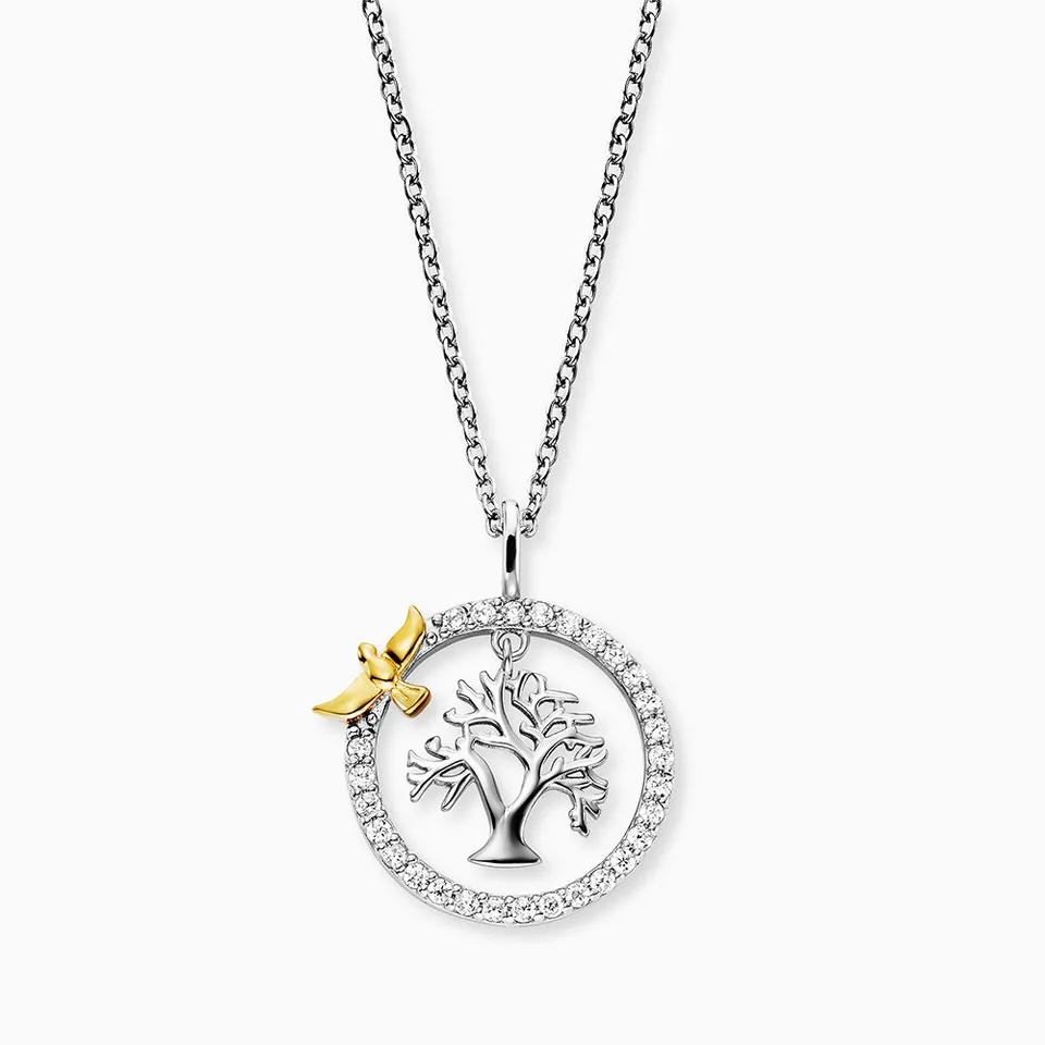 Engelsrufer Tree of Life Pasare colier argint bicolor zirconia