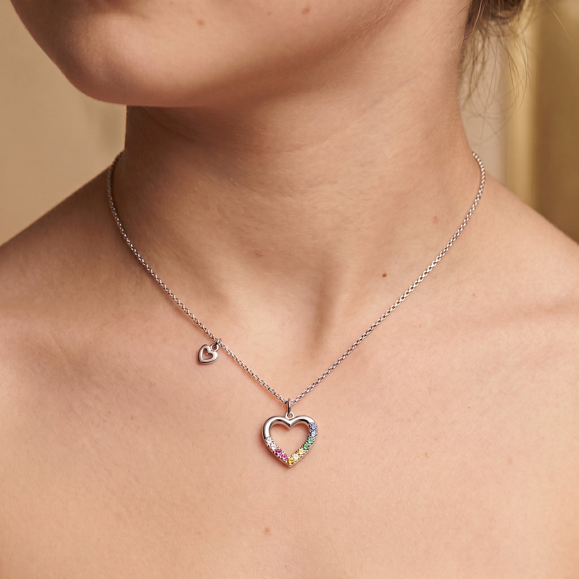 Engelsrufer Herzengel Inimă colier copii zirconia curcubeu