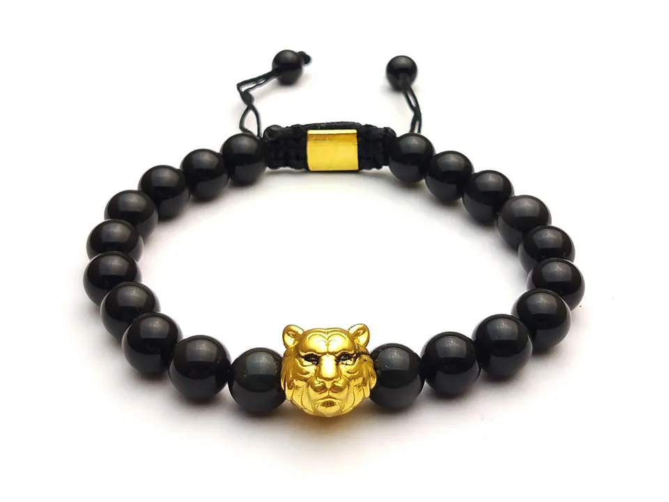 Dualstax Bratara Golden Lion Onix 8mm Aur