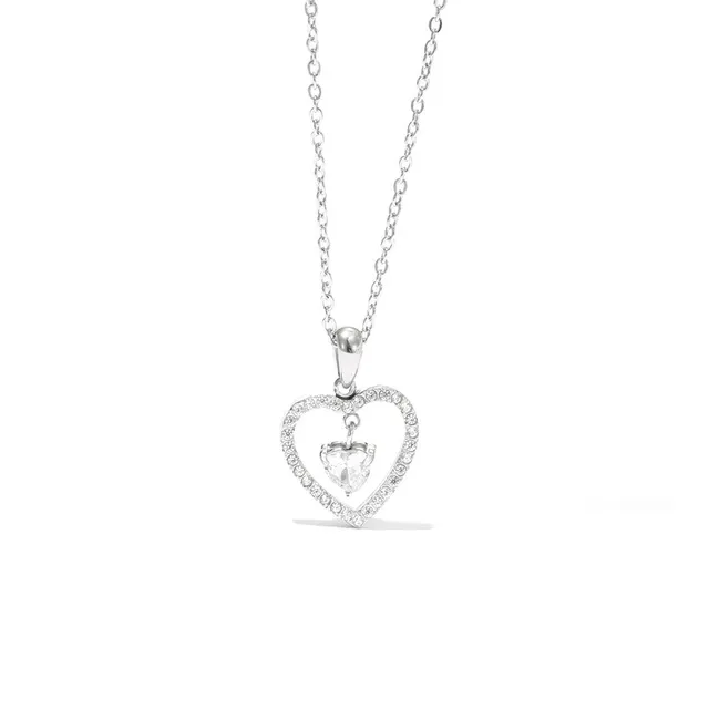 Rafini Double Heart Silver lănțișor reglabil
