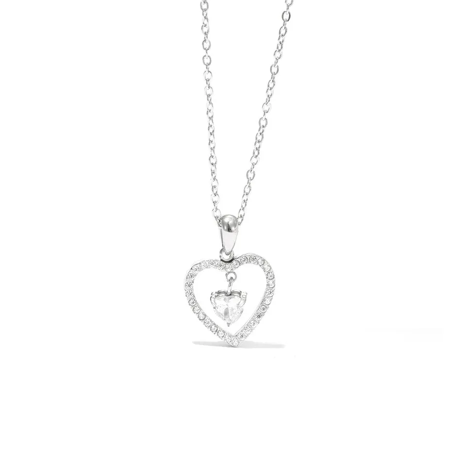 Rafini Double Heart Silver lănțișor reglabil