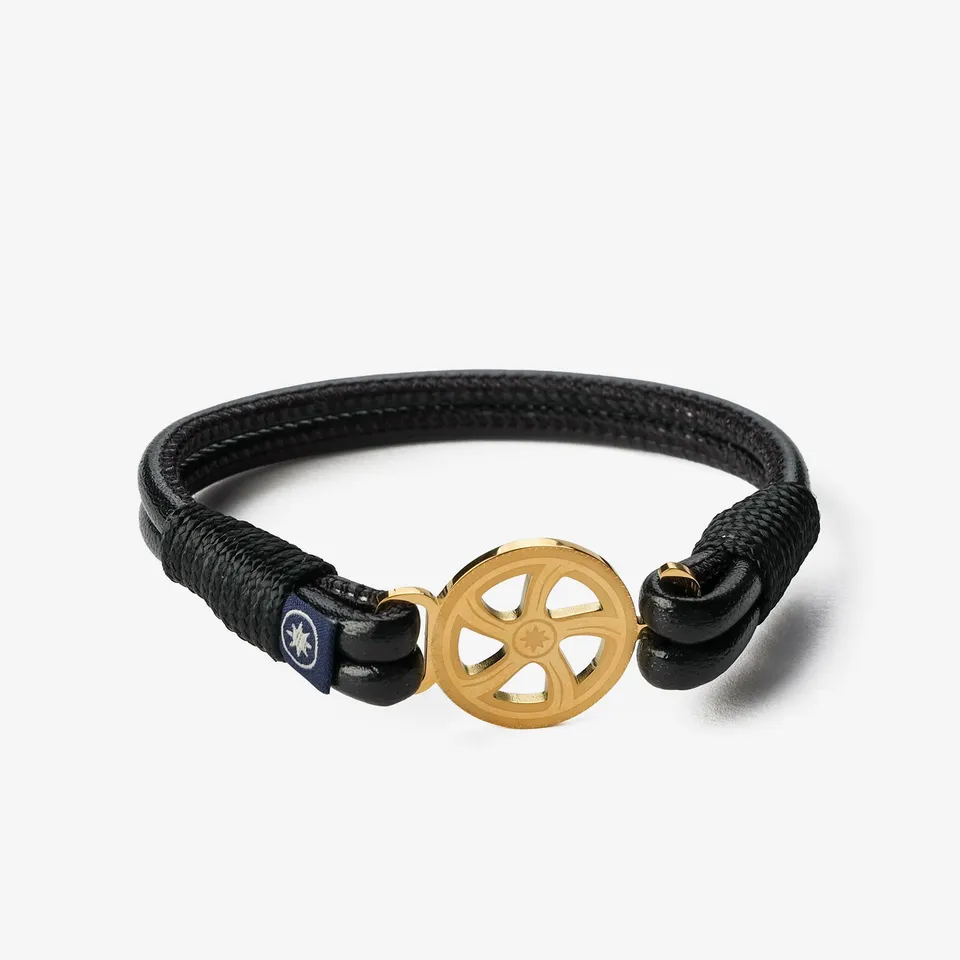 Old Skipper Black Nappa bratara piele timona negru