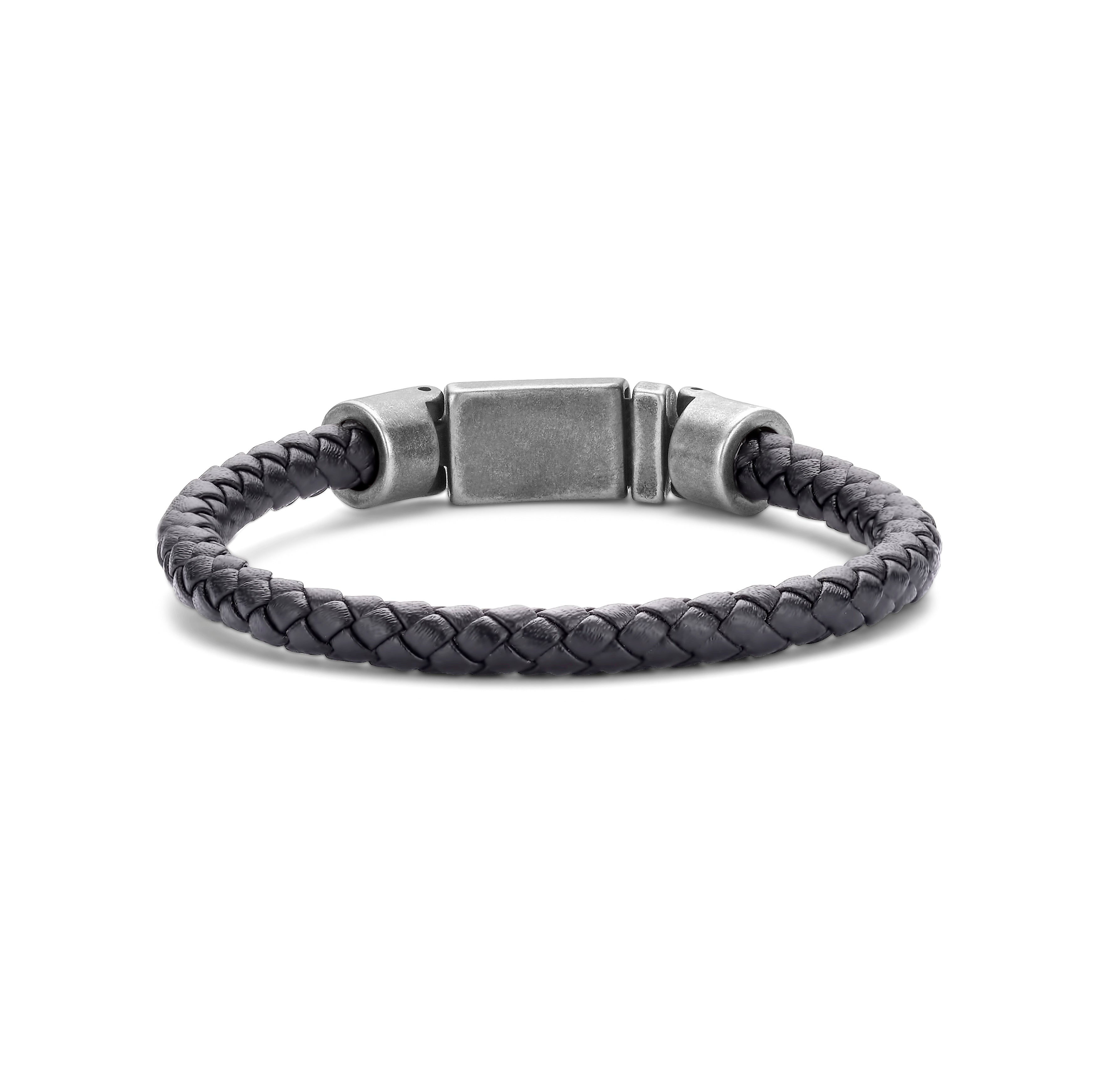 Frank 1967 Tough brățară piele 20 cm negru-argintiu