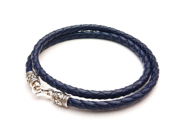 DualStax Lotus brățară piele bleumarin argint 925 4 mm