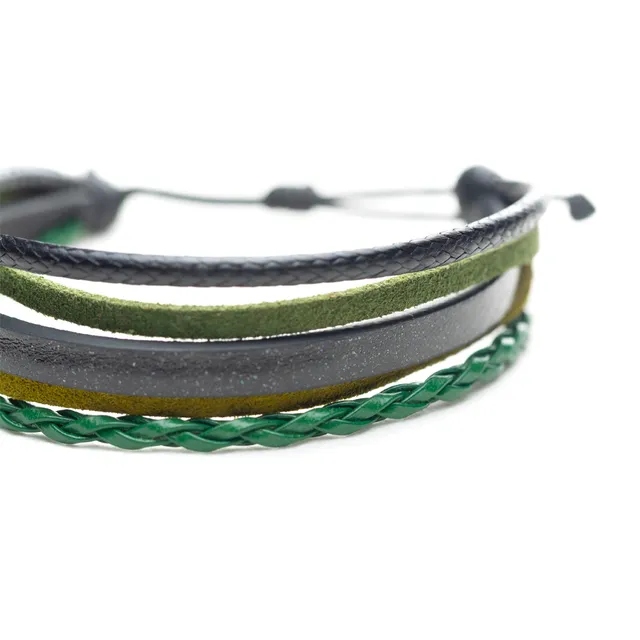 CrisFeather Kaki brățară piele army reglabilă