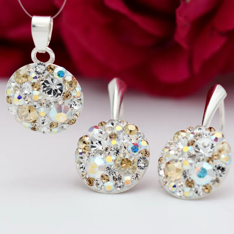 Margeluta.dincristal Chaton Regal Golden set bijuterii argint 925 albastru