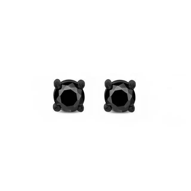 Frank 1967 Round Black Zirconia cercei barbati negri otel