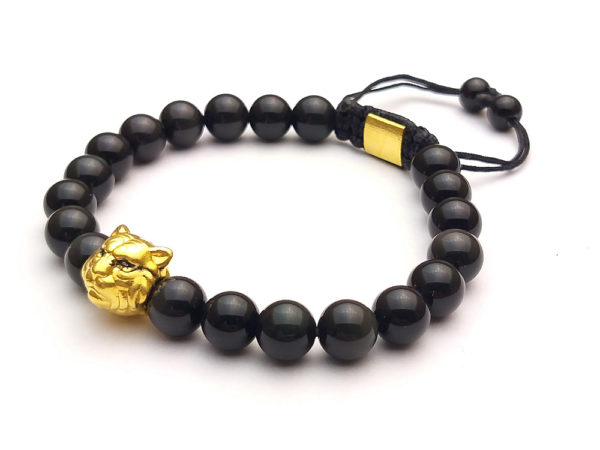 Dualstax Bratara Golden Lion Onix 8mm Aur