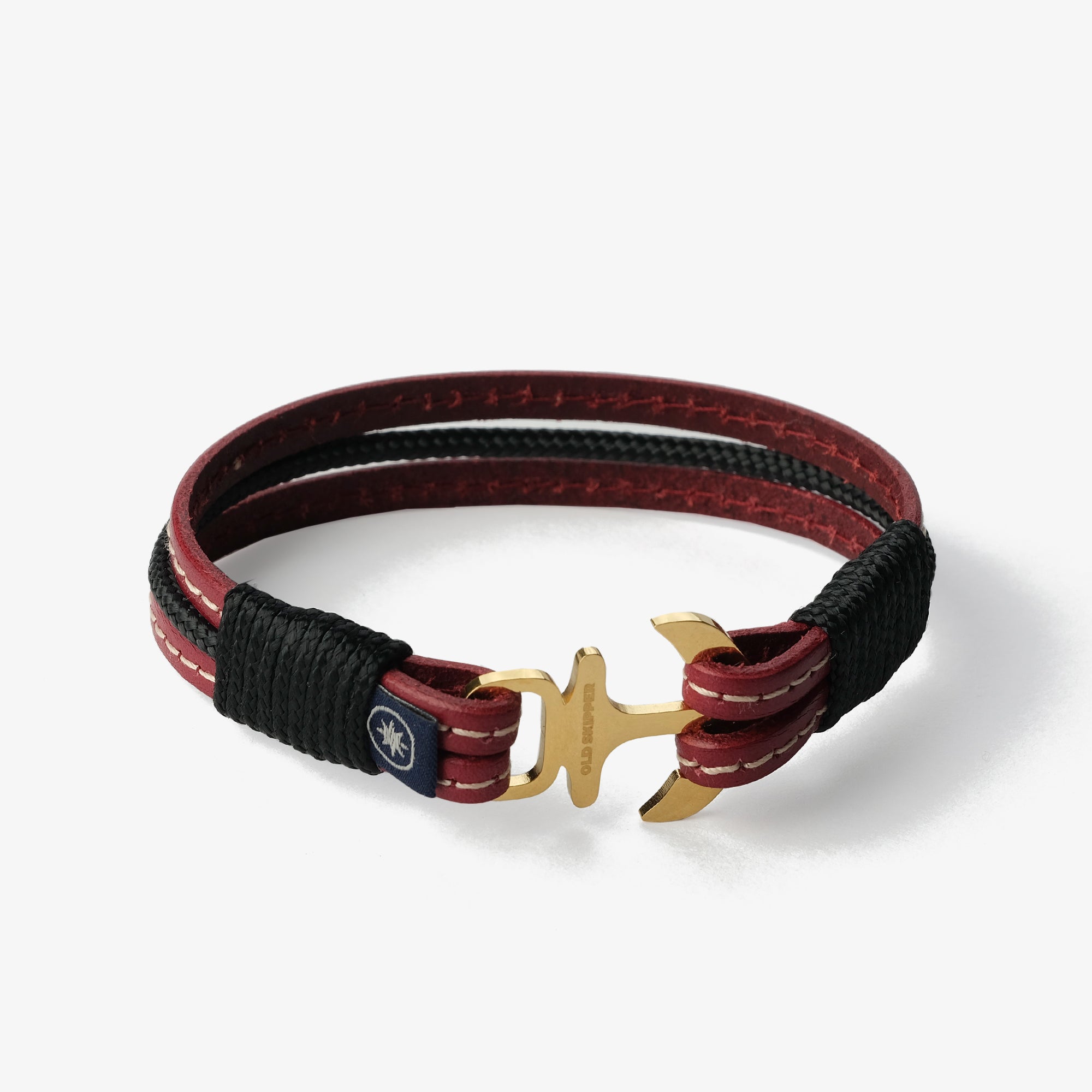 Old Skipper Crimson Vine brățară bordo cârmă aurie