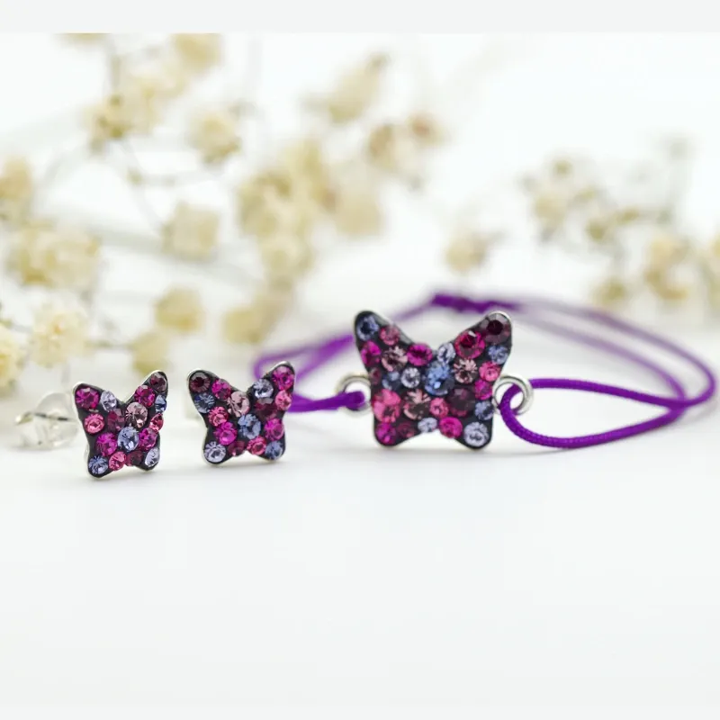 Margeluta.dincristal Mini Butterfly set cercei + brățară argint 925