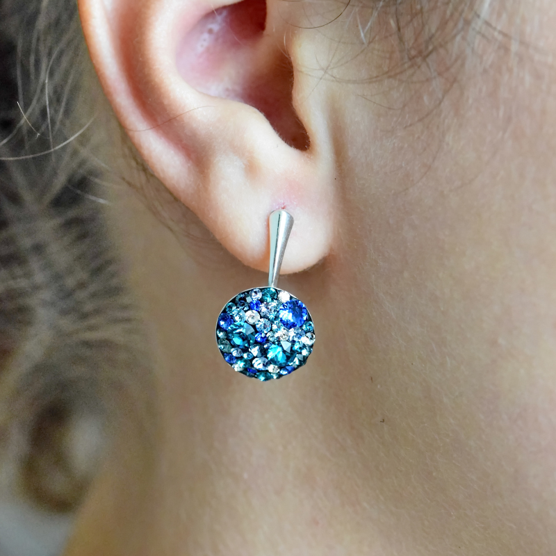 Margeluta.dincristal Chaton Regal Turquoise set argint 925 leverback