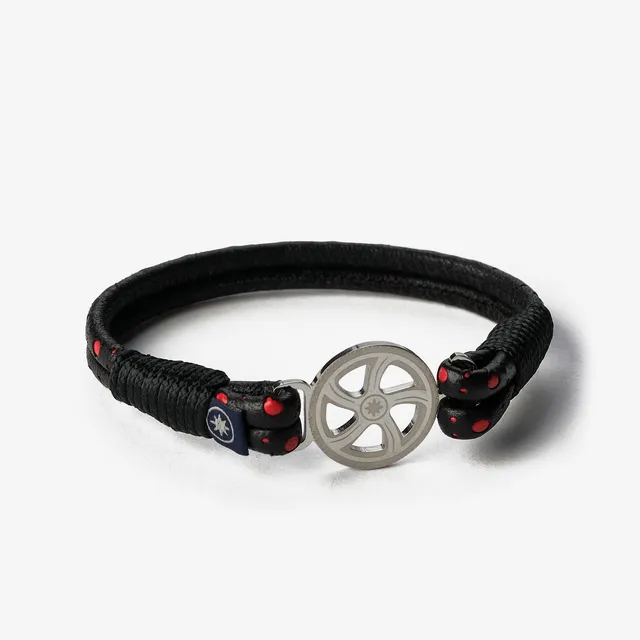 Old Skipper Red Intarsia bratara piele roata negru-rosu