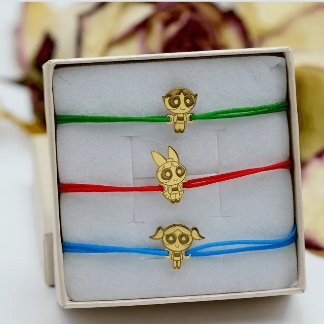 Margeluta.dincristal Powerpuff Girls Set 3 Brățări reglabile aurite