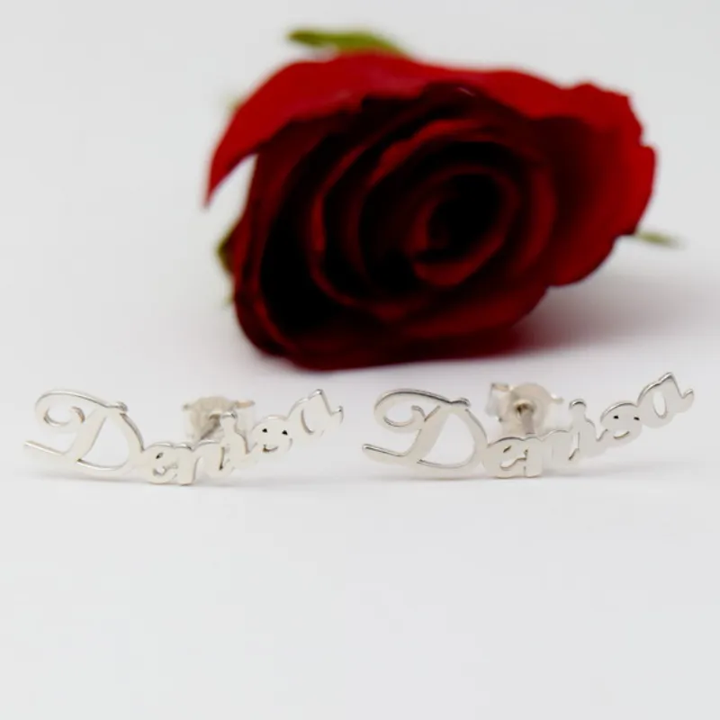 Margeluta.dincristal Nume cercei surub argint 925 personalizati