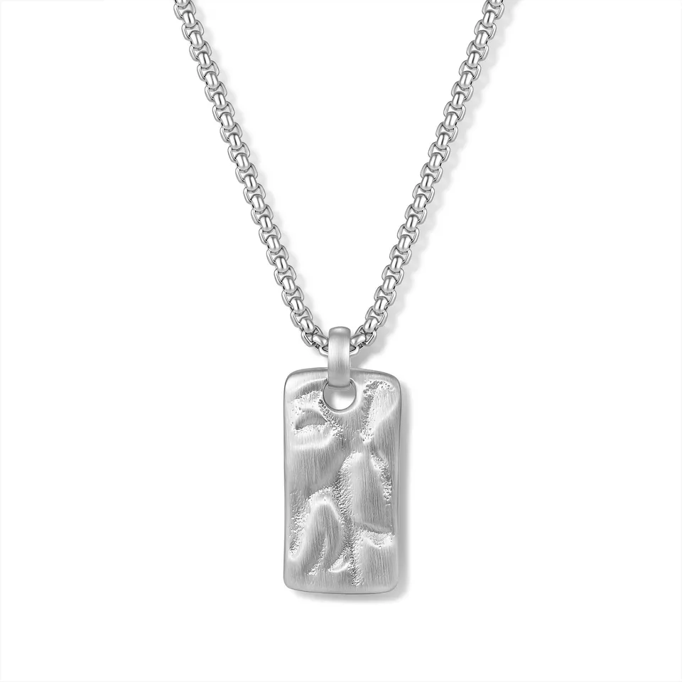 Frank 1967 Textured Dog Tag colier otel placuta