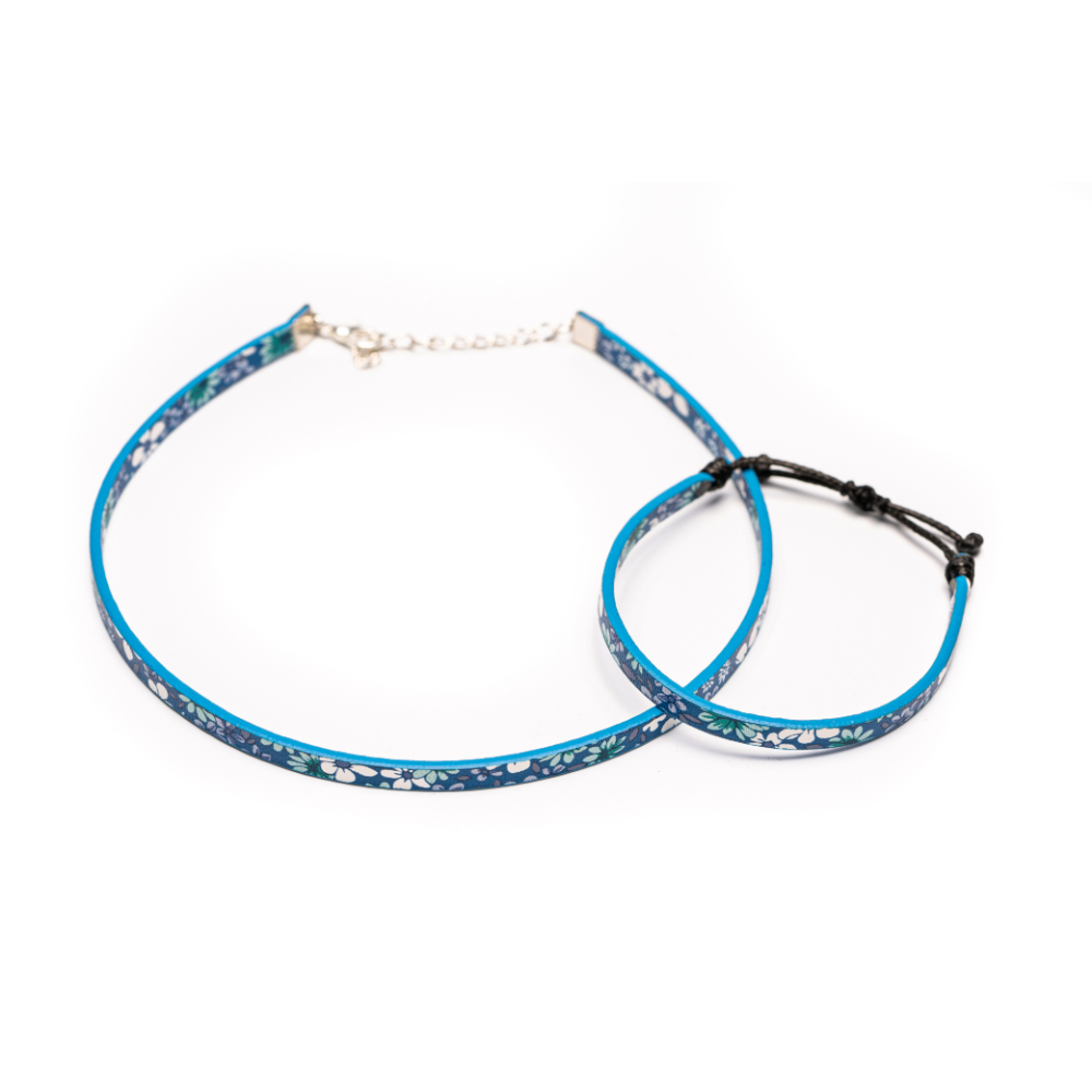 CrisFeather Blue Illy set choker brățară floral bleu