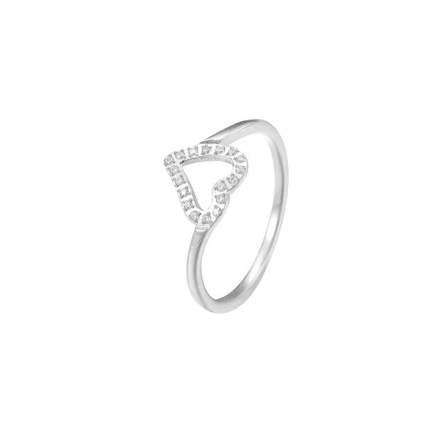 Rafini Silver Heart inel marimea 8 placat aur alb 18K
