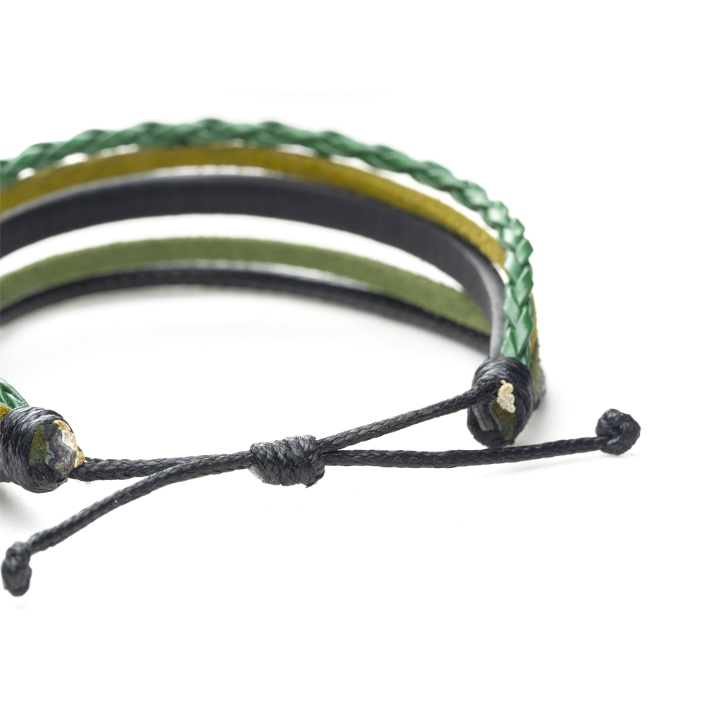 CrisFeather Kaki brățară piele army reglabilă