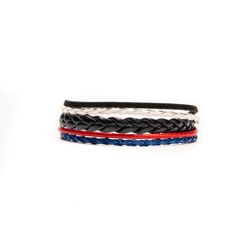 CrisFeather THC bratara piele unisex albastru-rosu reglabila