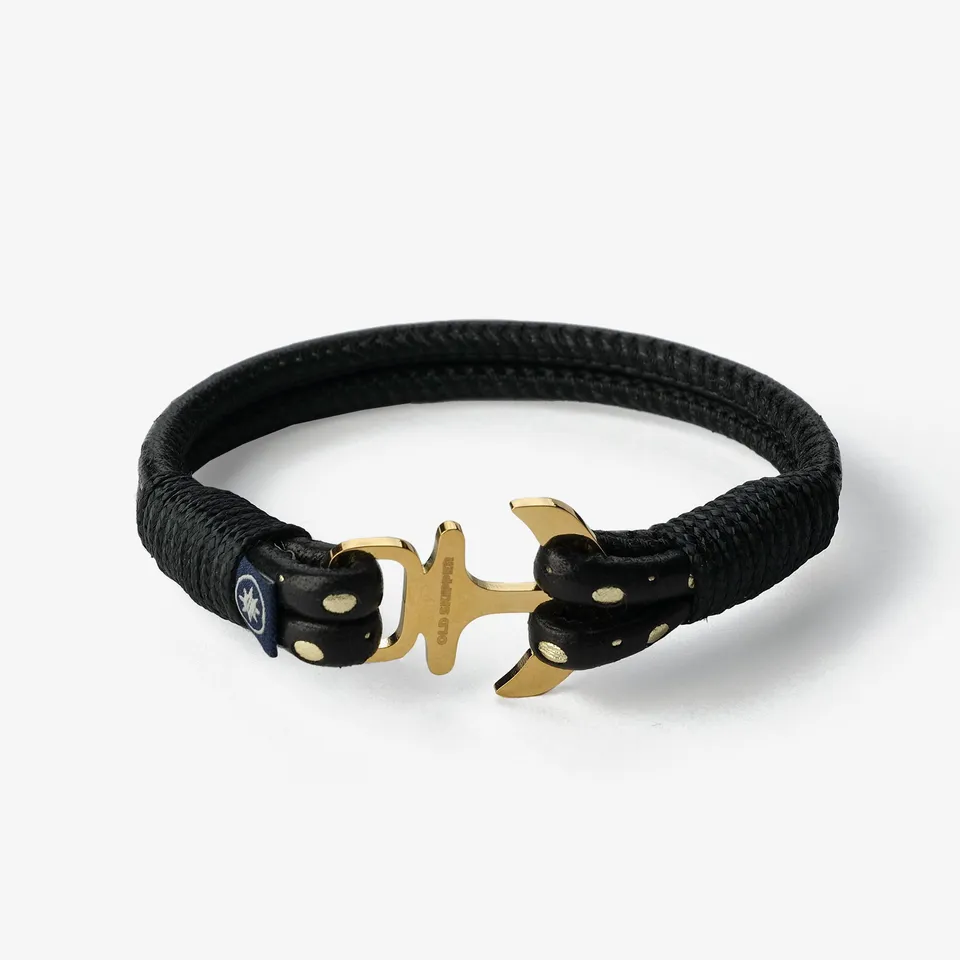 Old Skipper Luxe Anchor bratara ancora negru-auriu