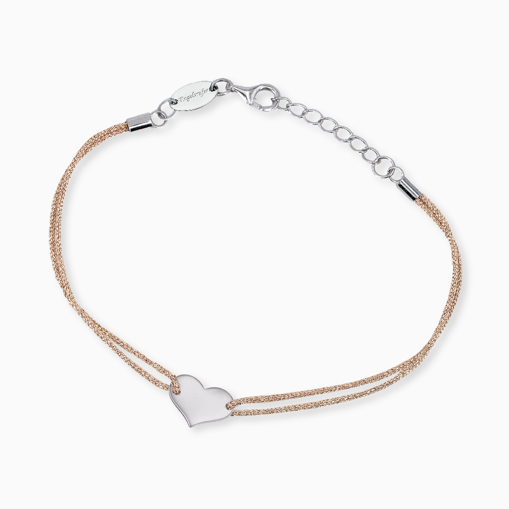 Engelsrufer Inimă brățară nylon roz argint 925